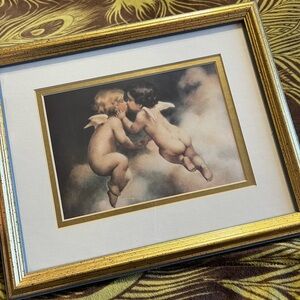 Gold Framed The Kiss Cherub Bessie Pease Gutmann Print Whimsigoth Angelcore